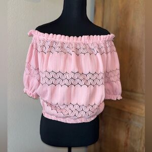 🌸 Lynn Ryan 🌸 Pink off the Shoulders Smock Top with Balloon Sleeves